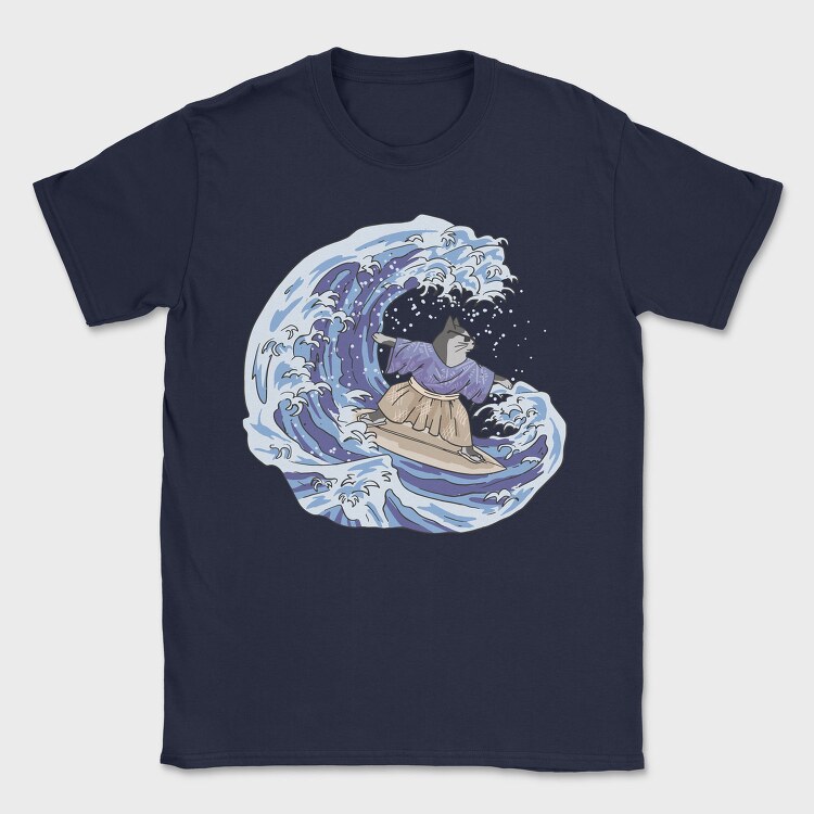 Cat Surfing Japanese Wave, Tricou Barbati (Unisex)