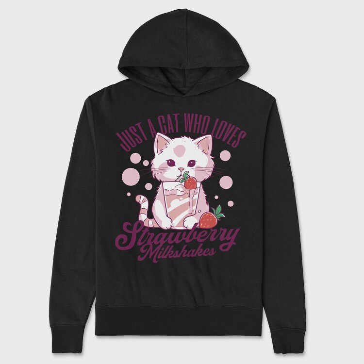 Cat Strawberry Milkshake, Hanorac Oversize Barbati (Unisex)