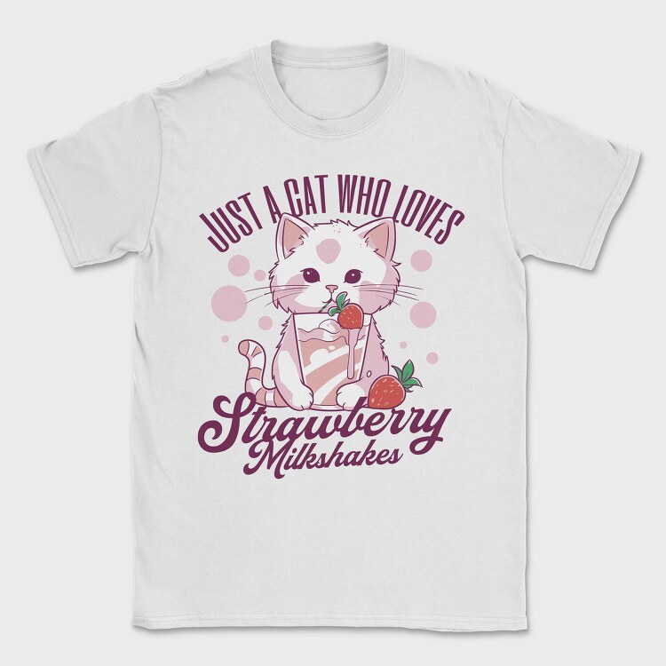 Cat Strawberry Milkshake, Tricou Barbati (Unisex)