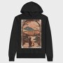 Cat Sitting Traditional Japanese, Hanorac Oversize Barbati (Unisex)