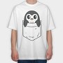Pocket Penguin, Tricou Oversize Barbati (Unisex)
