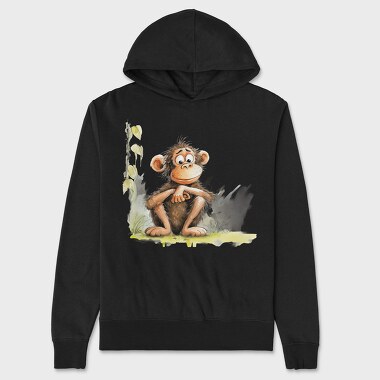 Watercolor Monkey Peek, Hanorac Oversize Barbati (Unisex)
