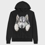 Watercolor Husky Peek, Hanorac Oversize Barbati (Unisex)
