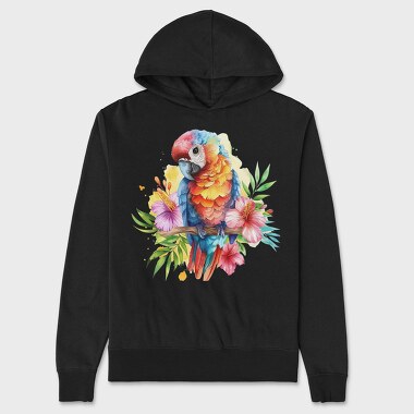 Watercolor Parrot Floral, Hanorac Oversize Barbati (Unisex)