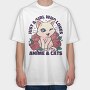 Cat Kawaii Anime Quote, Tricou Oversize Barbati (Unisex)