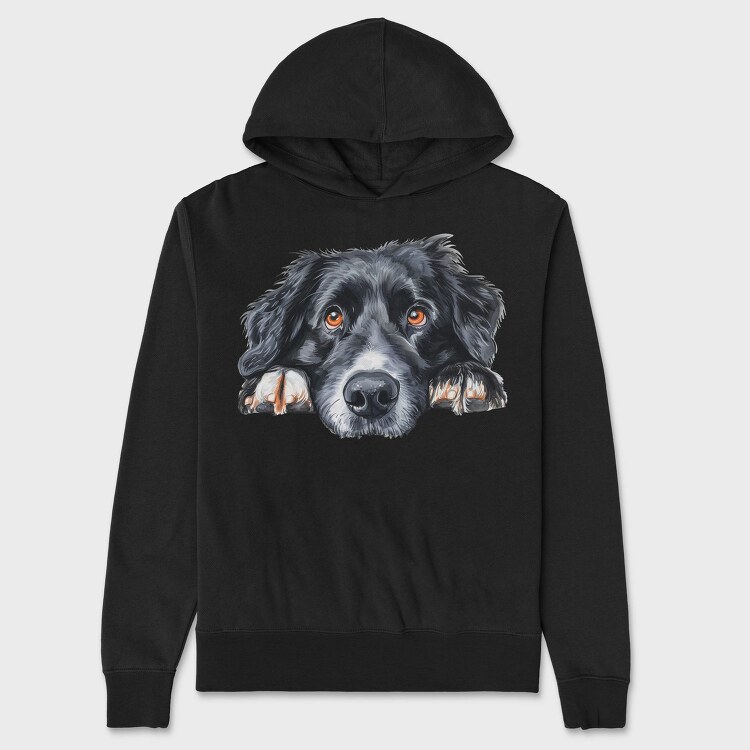 Watercolor Peeking Landseer, Hanorac Oversize Barbati (Unisex)
