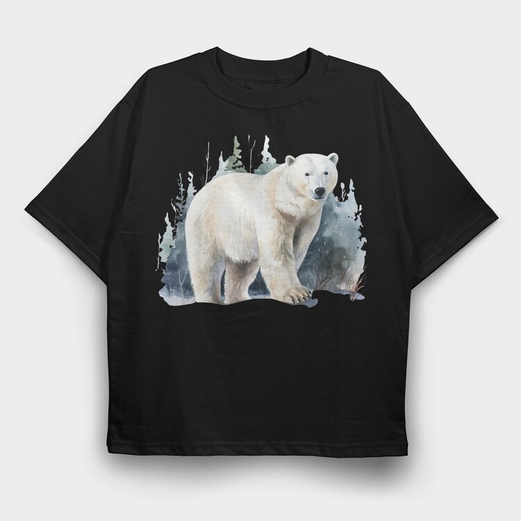 Watercolor Polar Bear, Tricou Oversize Barbati (Unisex)
