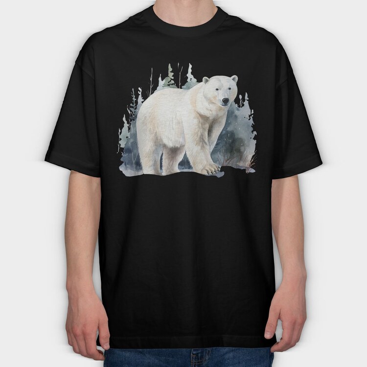 Watercolor Polar Bear, Tricou Oversize Barbati (Unisex)