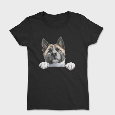 Watercolor Peeking Akita, Tricou Femei