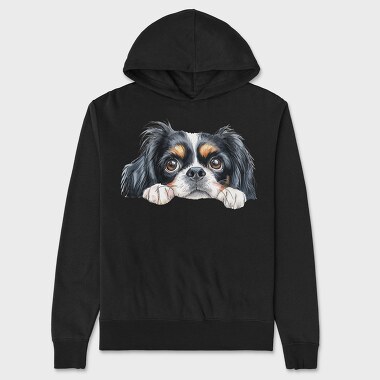 Watercolor Japanese Chin, Hanorac Oversize Barbati (Unisex)