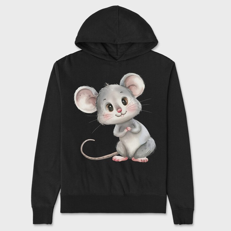Watercolor Mouse Cute, Hanorac Oversize Barbati (Unisex)