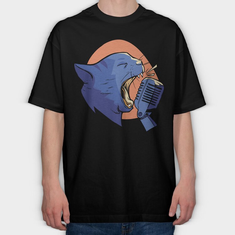 Cat Scream Mic, Tricou Oversize Barbati (Unisex)