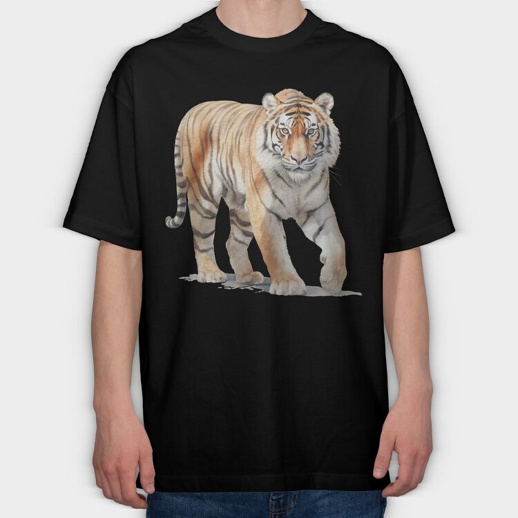 Watercolor Tiger Walk, Tricou Oversize Barbati (Unisex)