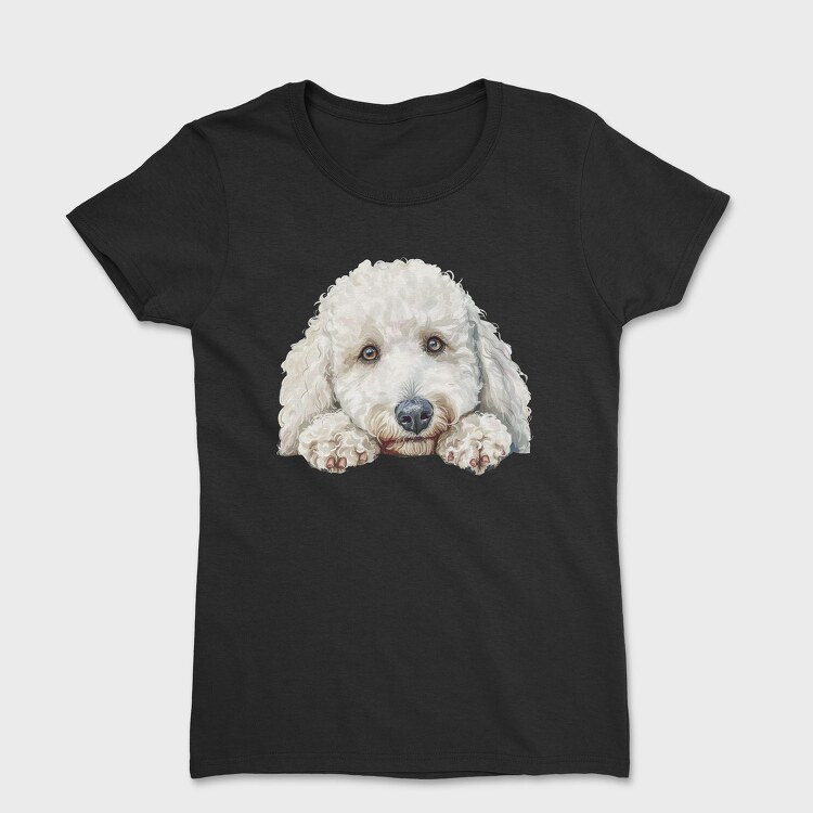 Watercolor Poodle Peeking, Tricou Femei