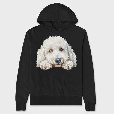 Watercolor Poodle Peeking, Hanorac Oversize Barbati (Unisex)