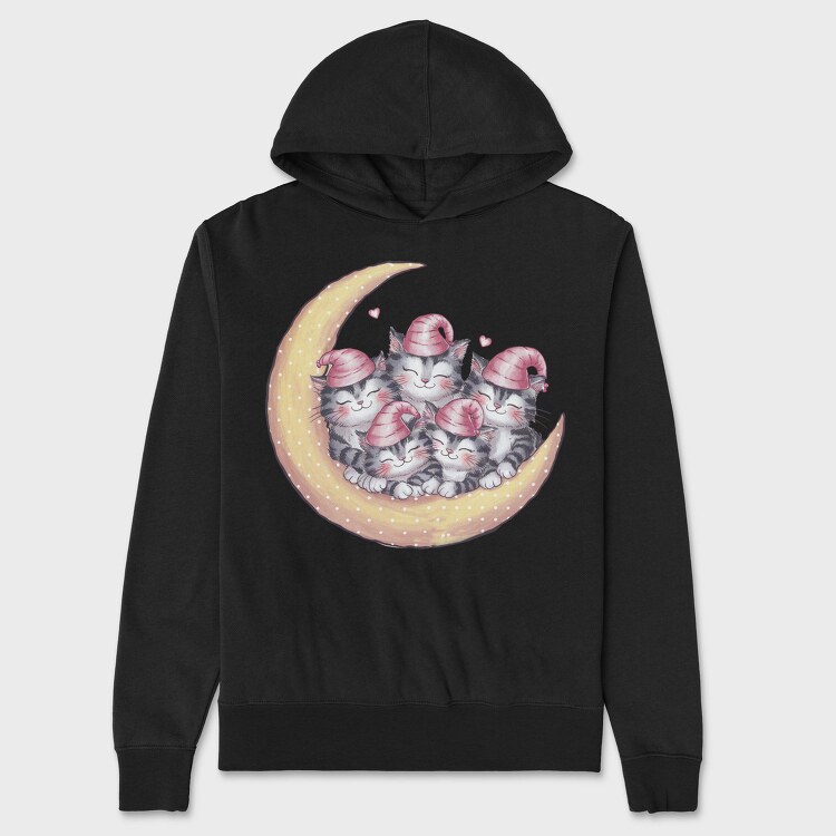 Watercolor Sleepy Kittens, Hanorac Oversize Barbati (Unisex)