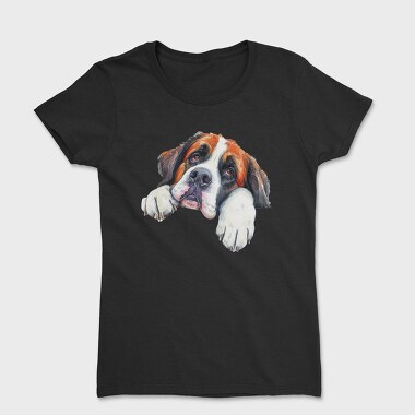 Watercolor Stbernard Peeking, Tricou Femei