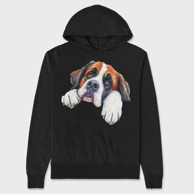 Watercolor Stbernard Peeking, Hanorac Oversize Barbati (Unisex)