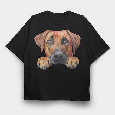 Watercolor Rhodesian Ridgeback, Tricou Oversize Barbati (Unisex)