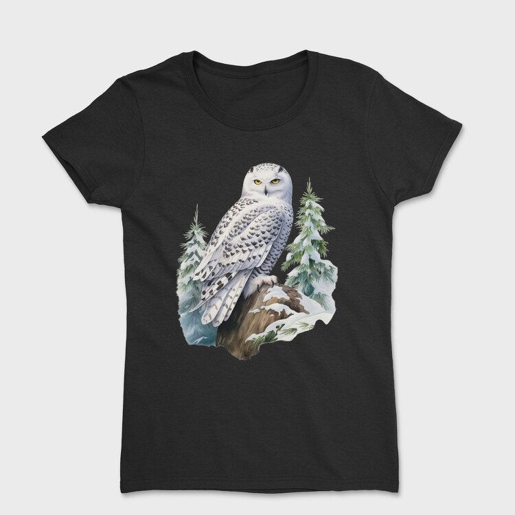 Watercolor Snowy Owl, Tricou Femei