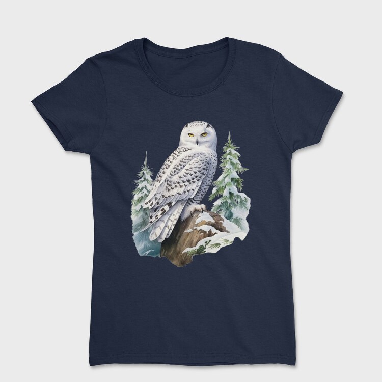 Watercolor Snowy Owl, Tricou Femei