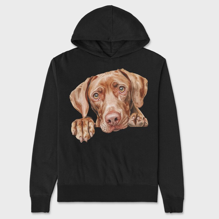 Watercolor Vizsla Peep, Hanorac Oversize Barbati (Unisex)