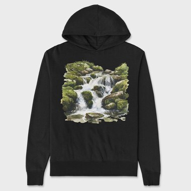 Watercolor Stream Moss, Hanorac Oversize Barbati (Unisex)