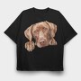 Watercolor Vizsla Peep, Tricou Oversize Barbati (Unisex)
