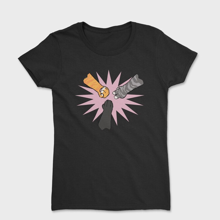 Cat Paws Playing Rock Paper Scissors, Tricou Femei