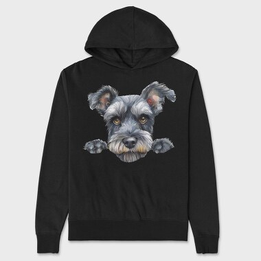 Watercolor Schnauzer Peek, Hanorac Oversize Barbati (Unisex)