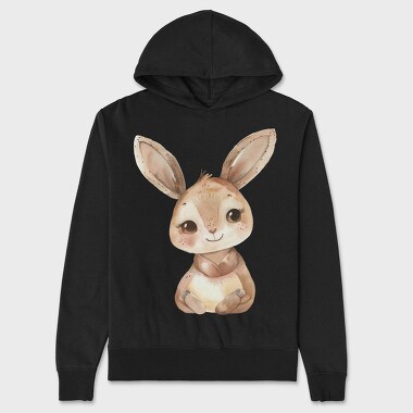 Watercolor Rabbit Sitting, Hanorac Oversize Barbati (Unisex)