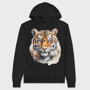 Watercolor Tiger Face, Hanorac Oversize Barbati (Unisex)