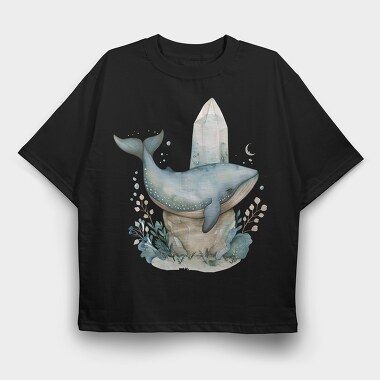Watercolor Whale Crystal, Tricou Oversize Barbati (Unisex)