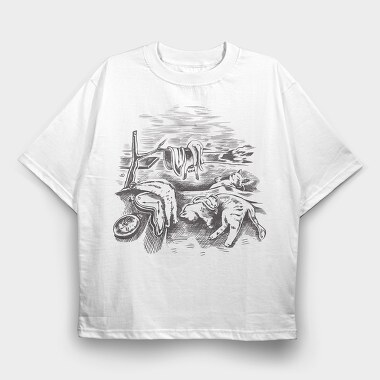 Watch And Cats Painting Parody, Tricou Oversize Barbati (Unisex)