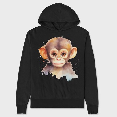 Watercolor Baby Monkey Mug, Hanorac Oversize Barbati (Unisex)