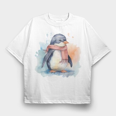 Watercolor Penguin Mug, Tricou Oversize Barbati (Unisex)
