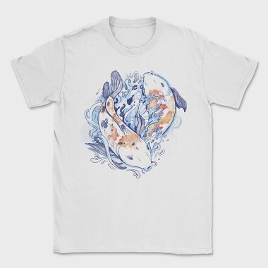 Watercolor Yin Yang Koi Fish, Tricou Barbati (Unisex)