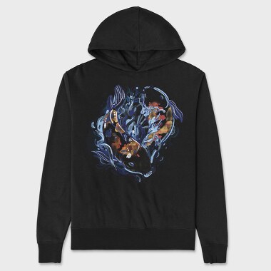 Watercolor Yin Yang Koi Fish, Hanorac Oversize Barbati (Unisex)