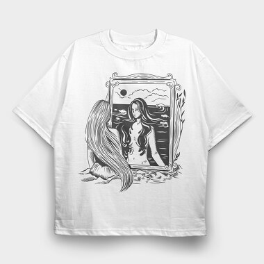 Woman Portrait Dark Art Nouveau, Tricou Oversize Barbati (Unisex)