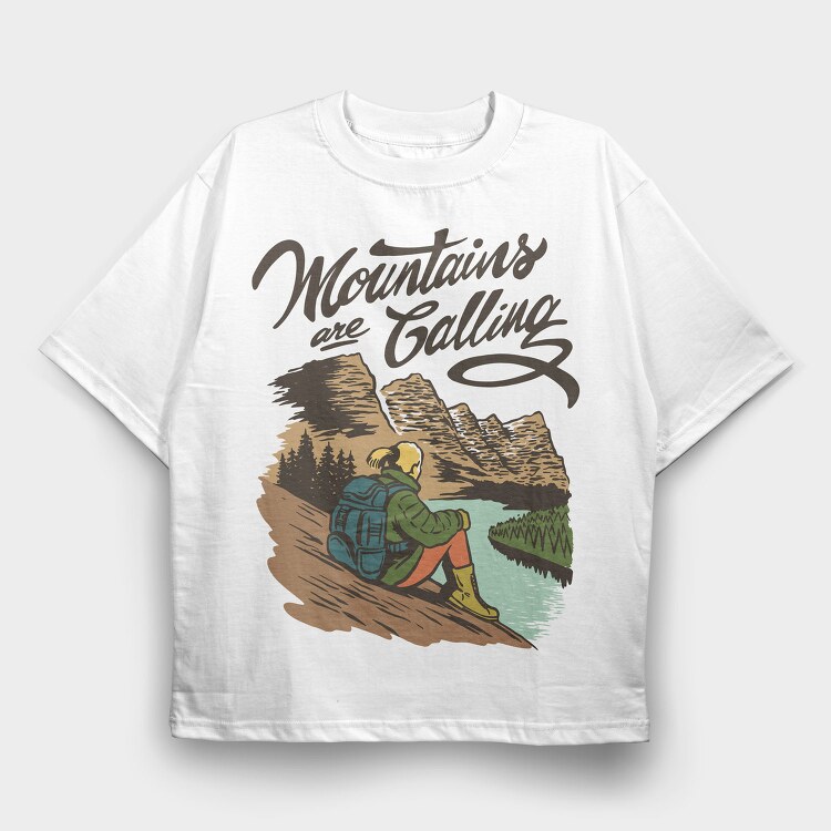 Woman Sitting On Glacier National Park, Tricou Oversize Barbati (Unisex)