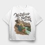 Woman Sitting On Glacier National Park, Tricou Oversize Barbati (Unisex)