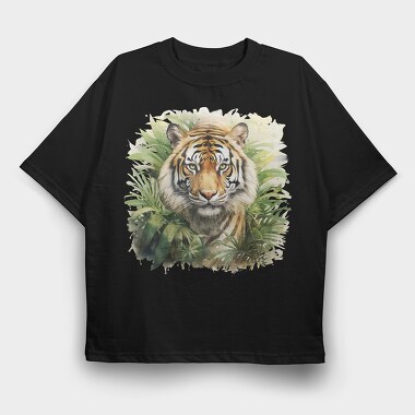Watercolor Tiger Forest, Tricou Oversize Barbati (Unisex)