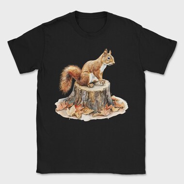 Watercolor Squirrel Stump, Tricou Barbati (Unisex)