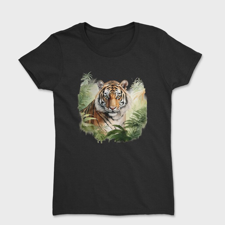 Watercolor Tiger Jungle, Tricou Femei