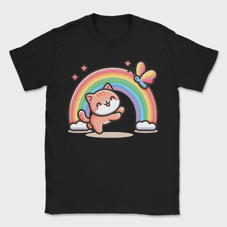 Cat Rainbow Cartoon, Tricou Barbati (Unisex)