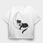 Cat on the Moon, Tricou Oversize Barbati (Unisex)