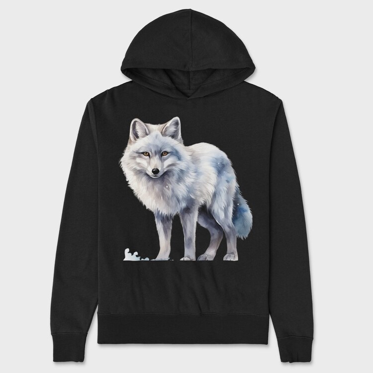 Watercolor Wolf Ice, Hanorac Oversize Barbati (Unisex)