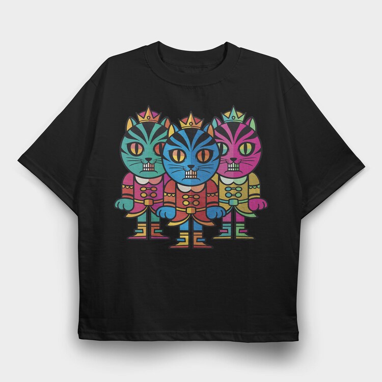 Cat Nut Cracker, Tricou Oversize Barbati (Unisex)