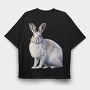 Watercolor Rabbit Winter, Tricou Oversize Barbati (Unisex)