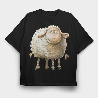 Watercolor Sheep, Tricou Oversize Barbati (Unisex)